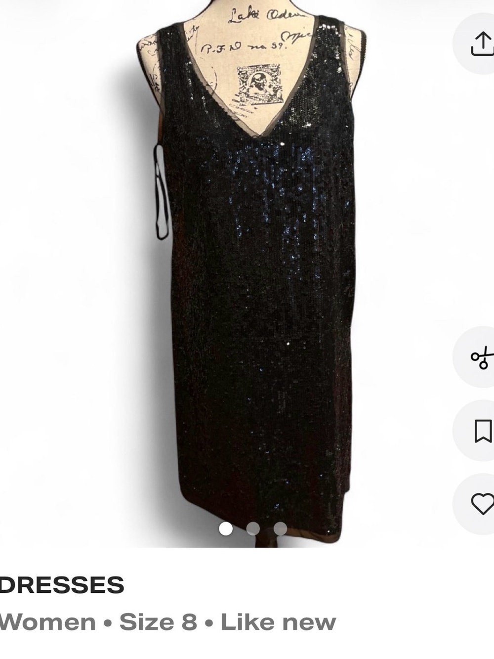 Talbots Black Sequin V-Neck Sheath Dress